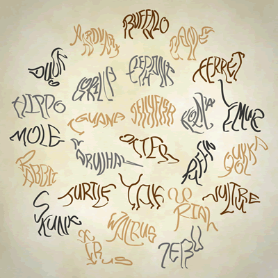 A to Z of Animals Calligram